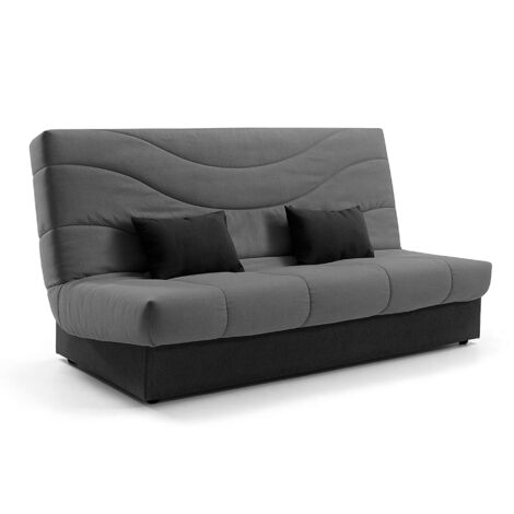 Home Heavenly® – Sofá cama clic-clac TEDGI, con arcón de almacenaje, estructura de madera y metal, colchón espuma D20  Color: Gris