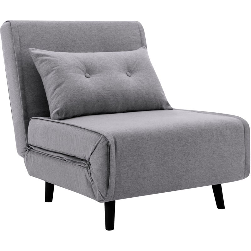 

® - Sofá Cama Plegable PEGASO, sofá butaca Individual con Pata de Madera y tapizado en Tela | Color: - Gris-Pegaso - Home Heavenly