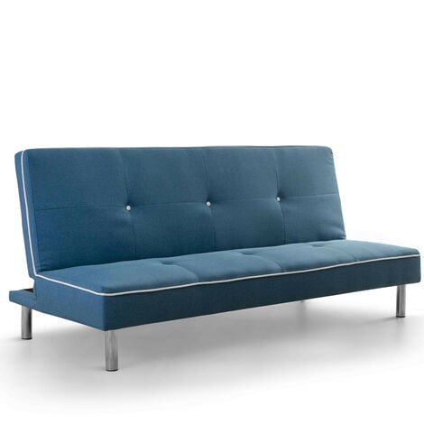 Home Heavenly®- Sofá Cama SOL Clic Clac 3 plazas, económico, Moderno, Plegable Color: Azul