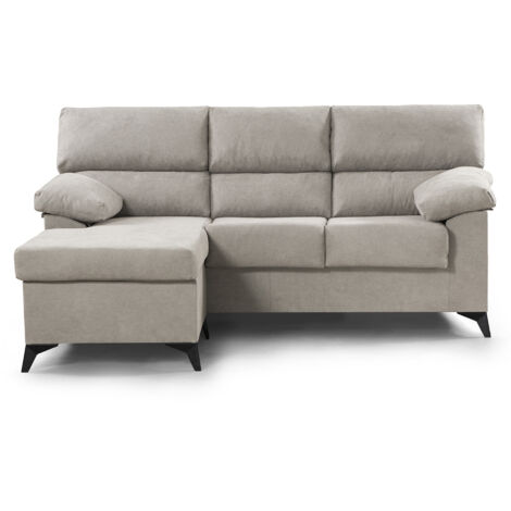 Home Heavenly® - Sofá Chaise Longue reversible HILTON, tapizado antimanchas desenfundable, estructura madera.  Color : Beige 200 cm de ancho