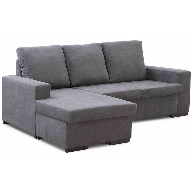 

Home Heavenly®- Sofá Chaise Longue Chicago, sofá 3 plazas con puff Reversible, tapizado en Tela Antimanchas | Color: - Gris marengo -Marte