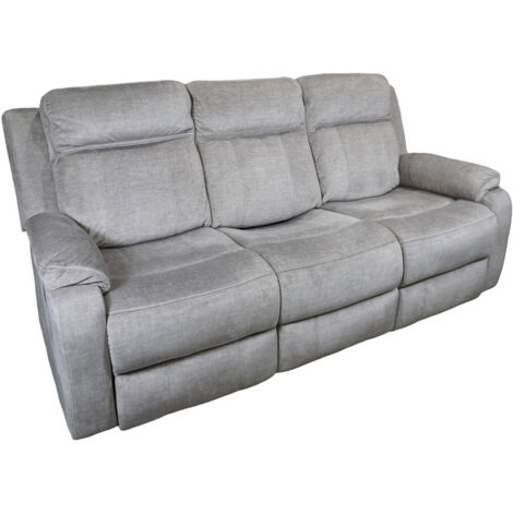 Home Heavenly® - Sofá eléctrico Reimon 3 plazas, diseño moderno, reclinable con respaldo ajustable y reposapiés integrado.  Color: Gris