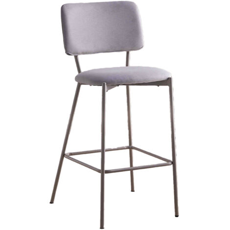 Home Heavenly® Taburete Alto Ned – Pack de 4 Taburetes Cocina Altos con Respaldo Curvado, Tapizado Antimanchas Gris Claro, Patas  Color : Patas Crema