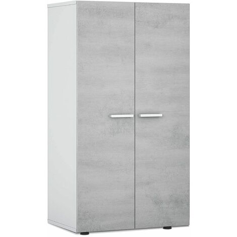 Home Heavenly® - Zapatero 2 puertas 6 estantes STARK. Mueble auxiliar con baldas extraíbles. 103x55x36 cm.  Color: Gris Cemento y Blanco