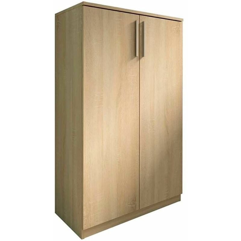 

®- Zapatero 2 puertas CUBE, interior con 6 estantes y espacio extra, de madera, tiradores rectos mate | Color: - Roble - Home Heavenly