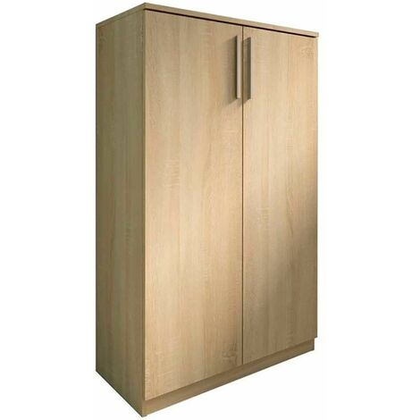 Home Heavenly®- Zapatero 2 puertas CUBE, interior con 6 estantes y espacio extra, de madera, tiradores rectos mate  Color: Roble