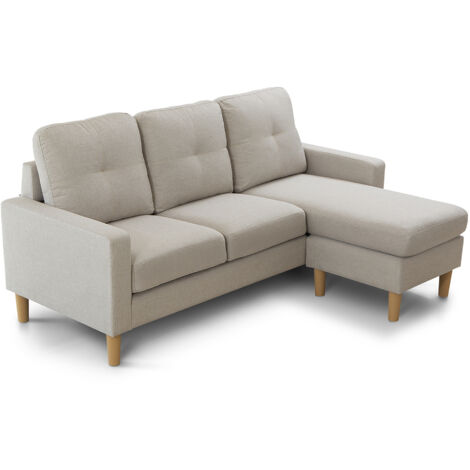 Home Heavenly®Sofá Chaise Longue Reversible Clin - Sofá de Diseño Moderno con Tapizado Antimanchas  Color : Beige
