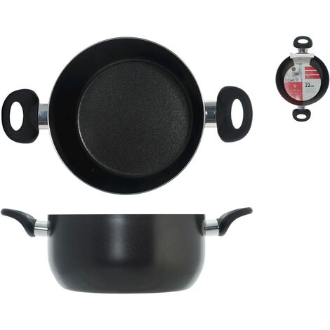 Home in Rombo Home Casseruola Antiaderente 'Maitre' 2 Manici Cm22 Pentole Cucina, Metallo, Nero, 22 cm
