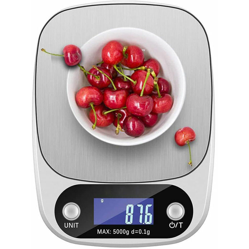 Home Kitchen Digital Scale Multifunction Food Scale, 5 kg, Stainless Steel (Batteries Included)
