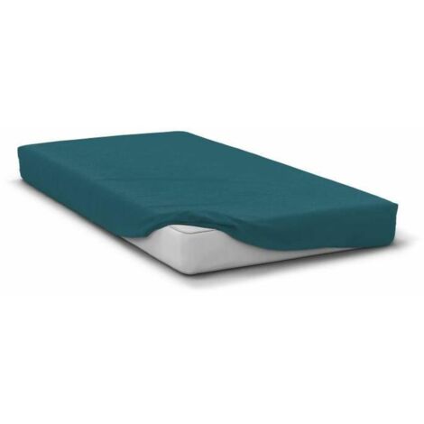 home-linge-passion Drap Housse Uni Bleu Canard 90x190 cm