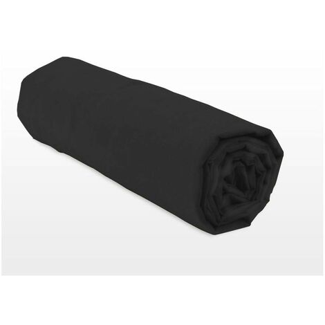 Home Linge Passion -Lenzuolo con angoli elasticizzati, in cotone 57 fili, nero, 140 x 190 cm