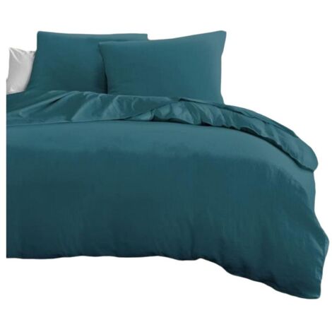 home-linge-passion Parure de couette élégante bleu canard 240x260 cm