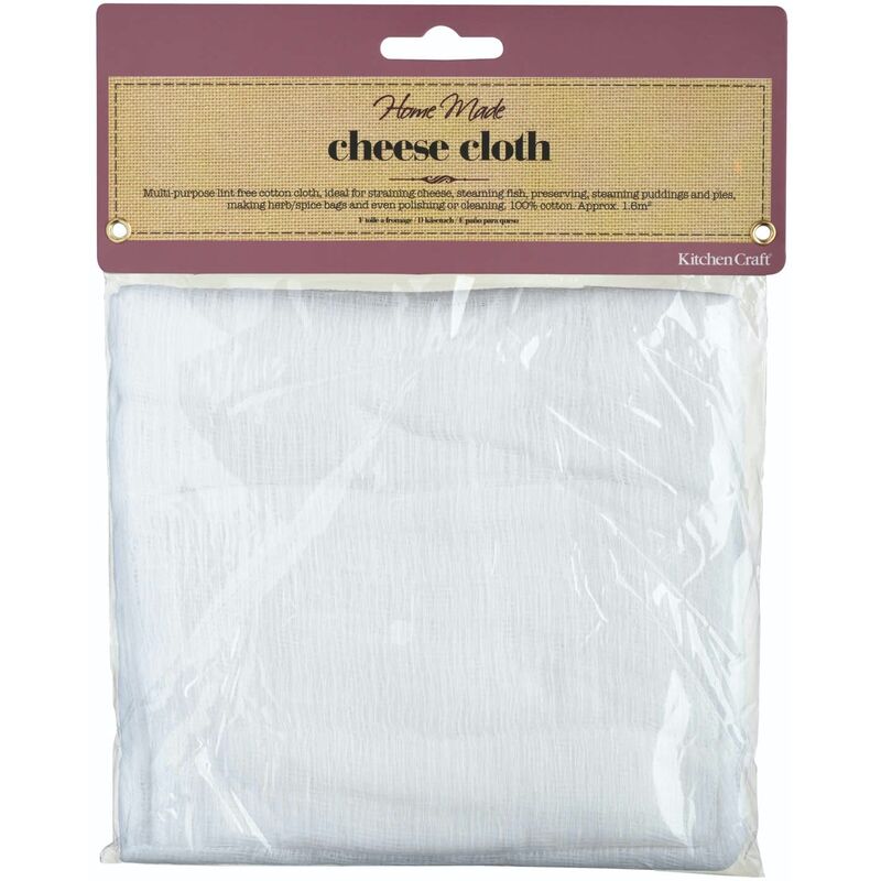 Kitchencraft - Home Made Cheese / Cheesecloth de Cheese, Cotton, White, 1.6 m