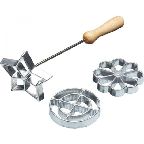 Home Made Rosetta Swedish Biscuit Moulds, Set de Iron de 3 Shapes