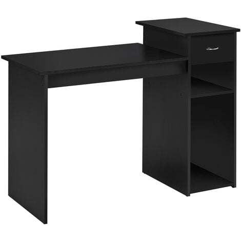 main image of "Home Office Small White Computer Desk Compact Study PC Laptop Table Workstation w/Drawer and Shelf"