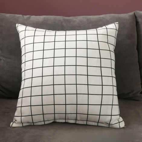 Home Pillow Case Sofa Cushion Accessories Linen Nordic Style Daily Use Home Textiles White Plaid 45x45