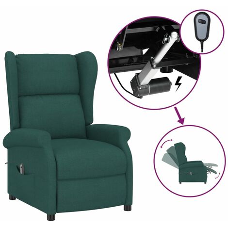 Home Poltrona Relax Massaggiante Reclinabile,Sedia Reclinabile Verde Scuro in Tessuto -EBV83569