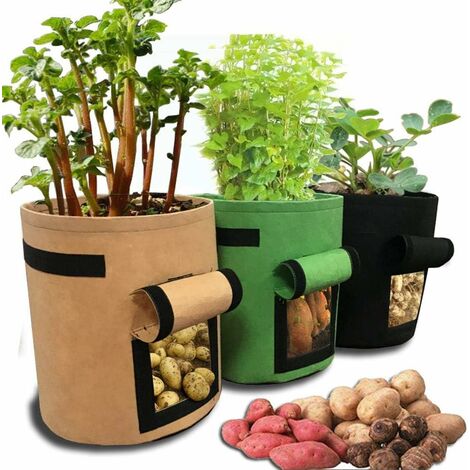 Home Sac de jardinage pour plantes de balcon et légumes, récipient pour culture de pommes de terre 30x30x35cm/11.8x11.8x13.8inch noir - 1 sac de culture de légumes. LangRay - Noir