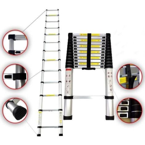 KEEPBUYING HOME Scala Telescopica 3,8M Multifunzione Alluminio 10 Pioli 150 Kg (non inclusa la custodia per il trasporto)