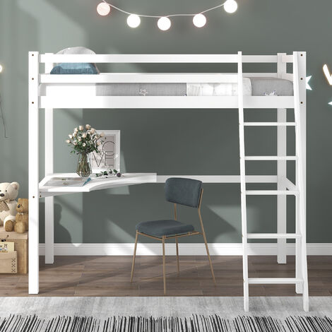 3FT Loft Bed Frame Sturdy Base for Adult Kids Children High Sleeper Cabin Ladder 