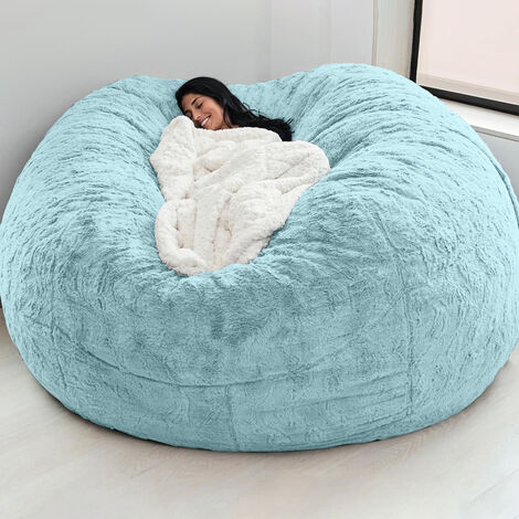 Home Sponge Bed Bean Bag Chair Cover Slipcover Double Bedroom Balcony Large Couch Round Soft Fluffy Cover No Fillings Only Cover