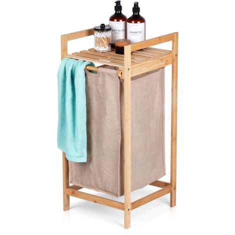Home-Styling-Collection Panier à linge en bambou beige 45 litres