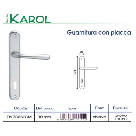 HOME SYSTEM - GUARNITURA CON PLACCA SERIE KAROL IN CROMO LUCIDO CON FORO