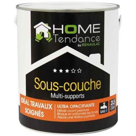 HOME TENDANCE SOUS-COUCHE MULTI-SUPPORTS ACRYLIQUE 2,5 L BLANC MAT HT-ZIP-ECO-00000-2L5