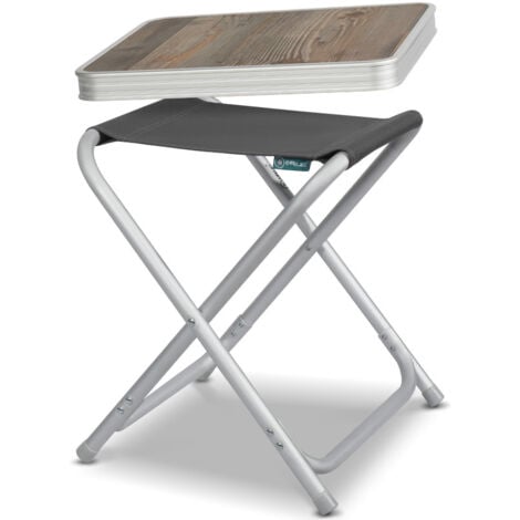 HOMECALL Campinghocker Klapphocker mit MDF Tisch aus Aluminium Leichter kleiner Aussenstuhl für Camping, Angeln, Picknick, Reisen und Wandern