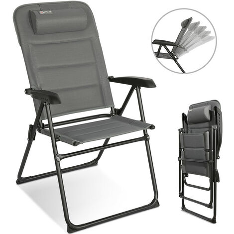 HOMECALL Campingstuhl Gartenstuhl Anglerstuhl Faltsessel Klappstuhl für Wohnwagen Outdoors (Textilene gepolstert mit Quick-Dry-Schaum), 5 fach Verstellbarer Rückenlehne, Hochlehner, bis 150kg