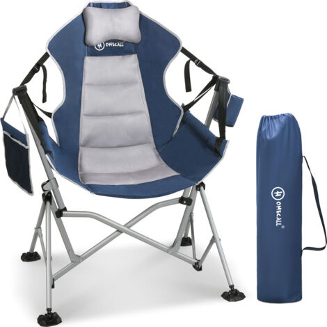HOMECALL Campingstuhl Stühleschaukelstuhl outdoor Klappstuhl Faltbare Hängestuhl ( Biz 180 KG, mit verstellbarer Rückenlehne, Lordosenstütze und Kopfstütze