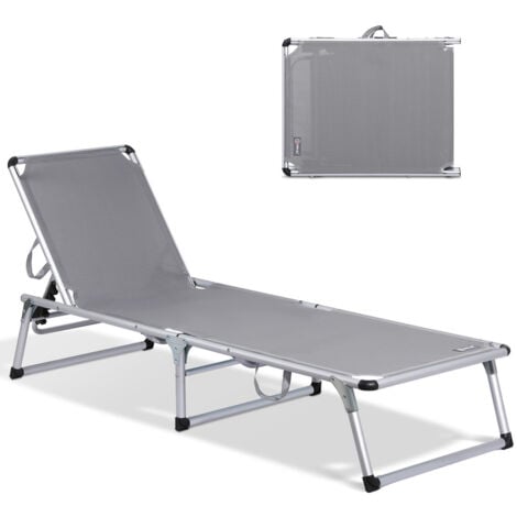 HOMECALL Gartenliege Sonnenliege AluLiege Liegestuhl Strandliege Liegen, klappbar, Textilene Mit Dickem Schwamm, Verstellbare Rückenlehne, Sonnenblende, Kopfpolster, bis 180KG