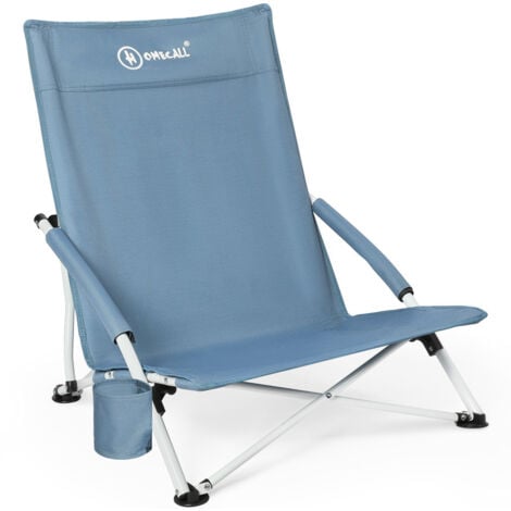 HOMECALL Klappstuhl Strandliegestuhl Klappbar leicht niedriger Strandstuhl Campingstuhl(1 St), mit Getränkehalter, Gepolsterte Armlehnen, bis 120 kg