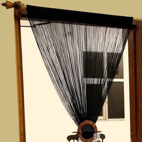 HOMECAPES Polyester Black String Curtain