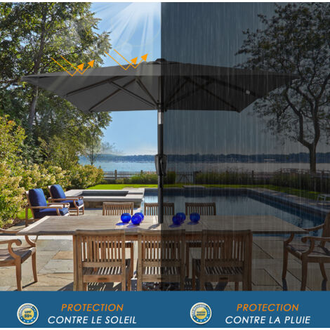 HOMEDEMO Parasol de Jardin Exterieur Inclinable Rectangulaire, Protection UV50+, pour Terrasse, Balcon, Piscine, Patio, 210x140cm , Anthracite