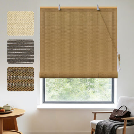 HOMEDEMO Store Enrouleur Bambou, Occultant pour Fenêtre, Protection Intimité, Intérieur Extérieur, Facile à Installer, Store pour Salon, Naturel, 130l x 160L cm
