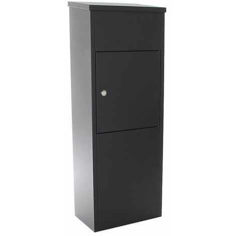 Homedesign cassetta delle lettere HDM-1650, nero, acciaio, HxLxP 1050x380x230 mm, serratura a cilindro con doppia chiave, vano portapacchi, kit di fissaggio incluso