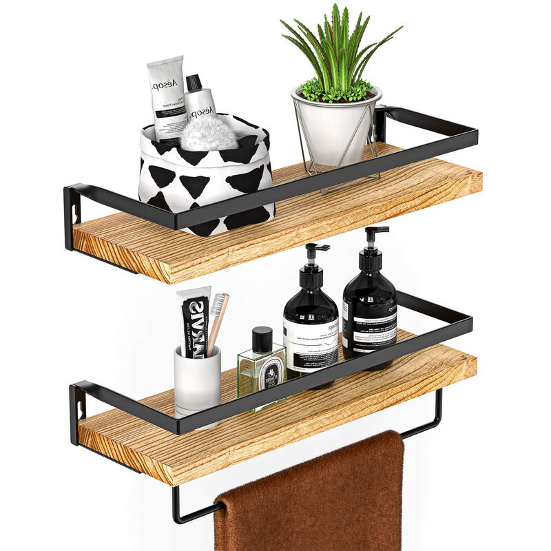 Homefurnishing étagère Murale Lot de 2, rustiques étagère Murale avec Longueur de 42 cm, Porte-Serviettes Amovible, étagère Murale pour Salle de