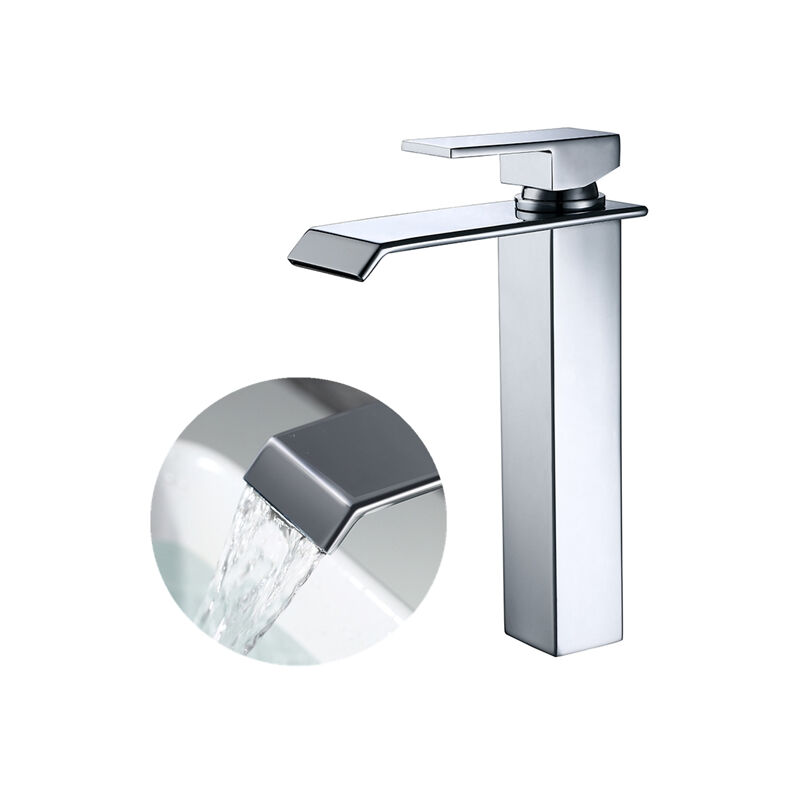 

Grifo Lavabo Monomando Grifería de Cascada Baño Grifo de Cuenca Mubel Cuarto de Baño Agua Fria y Caliente Cromado Estilo de Moderno