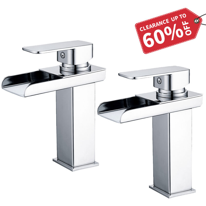 

Grifos de Lavabos Monomando Cascada Grifo Moderno sin Plomo para Lavabos del Cuarto de Baño, Grifo del FregaderoAgua Fria y Caliente Cromo