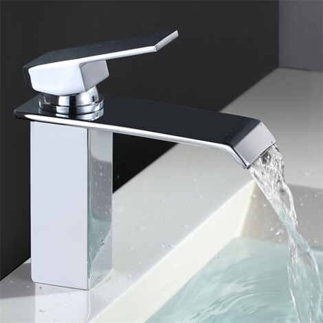 Homelody – Robinet de lavabo cascade chromé en laiton – Valve céramique étanche – Débit 6 L/min – Installation facile avec accessoires inclus