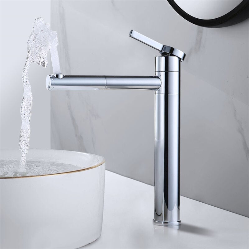 Ubeegol - Rubinetto Bagno Lavabo Alto Miscelatore Bocca Girevole 360° Miscelatore Monocomando per lavandino del Bagno Cromo