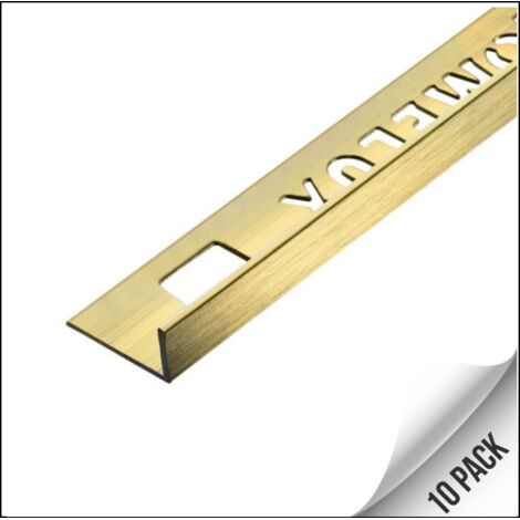 Homelux Brushed Gold Straight Edge Tile Trim for tiles up to 9mm - Pack of 10 x 2.5m Trims