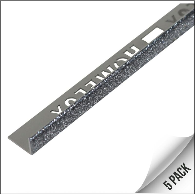 Homelux - Grey Glitter Straight Edge Tile Trim for tiles up to 9mm - Pack of 5 x 2.5m Trims