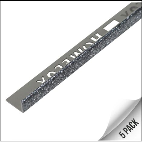 Homelux Grey Glitter Straight Edge Tile Trim for tiles up to 9mm - Pack of 5 x 2.5m Trims