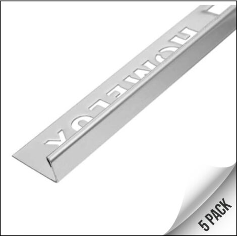 Homelux Silver Straight Edge Tile Trim for tiles up to 9mm - Pack of 5 x 2.5m Trims