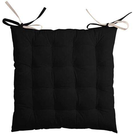 Homemaison – Coussin de chaise bicolore réversible 40x40 cm – 100% coton noir et lin – Densité 170 g/m² pour confort optimal