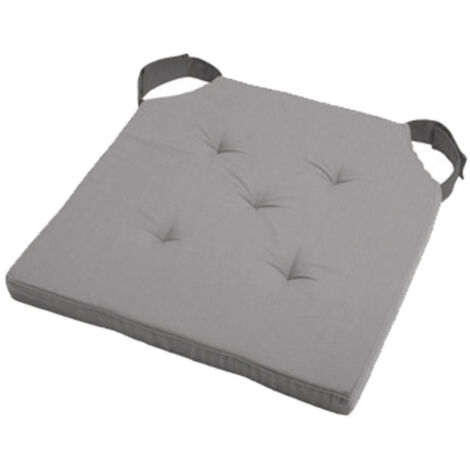 Homemaison – Coussin de chaise réversible 38 x 38 cm – 100% coton gris et souris – Épaisseur 4 cm avec liens scratch – Confort intérieur et extérieur