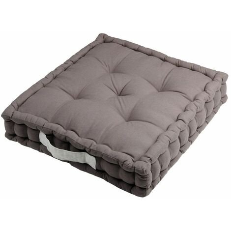 Homemaison – Coussin de sol épais en coton 100% – Dimensions 45 x 45 x 10 cm – Confort optimal pour espaces de vie – Couleur gris et perle