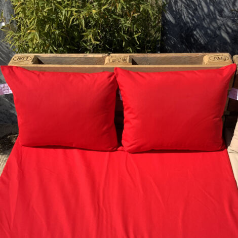 Homemaison – Ensemble de 2 coussins palette 60x50 cm – Tissu 100% polyester Teflon déperlant – Résistance à l'abrasion 20 000 cycles – Fabrication artisanale